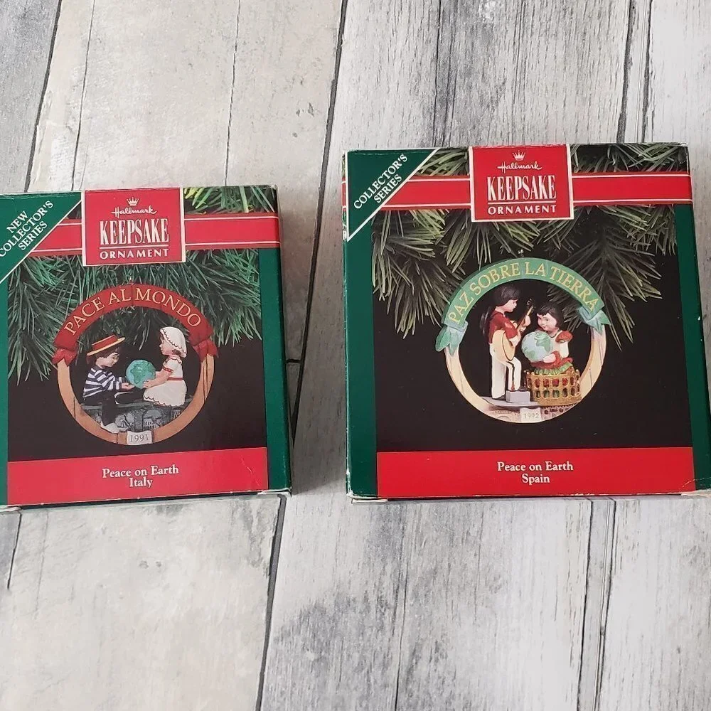 Peace on Earth Set of 2 Hallmark Keepsake Ornaments